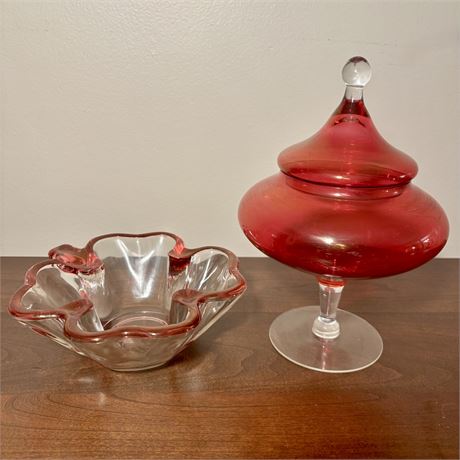 4 Leaf Clover and Covered Glass Candy Dishes