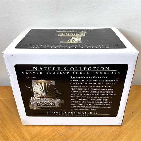 New Nature Collection Fine Cast Marble Carved Shell Fountain