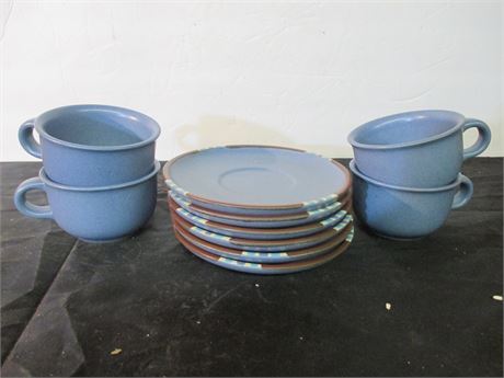 Vintage MCM DANSK Blue MESA Cups & Saucers Lot