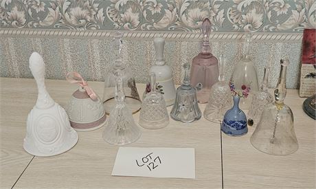 Mixed Bell Lot:Crystal, Clear Glass & More