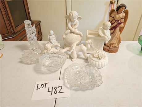 Mixed Decor Lot:Angels/Ardalt Lidded Trinket/Swan Trinket & More