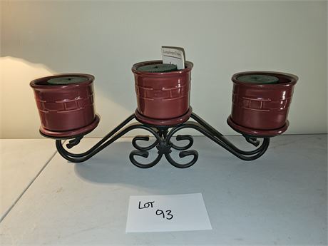 Longaberger Metal Candle Holder with Longaberger Pottery Pots & Trays