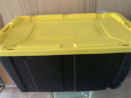 Sterlite 40 Gallon Large Black & Yellow Storage Bin Rolling Container On Wheels