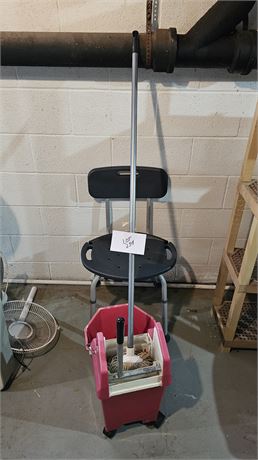 Shower Chair, Mop & Bucket