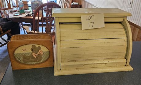 Wood Bread Box & Napkin Holder