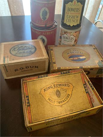 Vintage Tobacciana Collectibles - Cans, Cigar Boxes Candy Tins