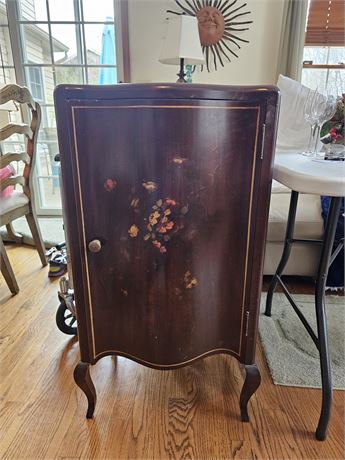 Antique Wood Inlay Album Cabinet