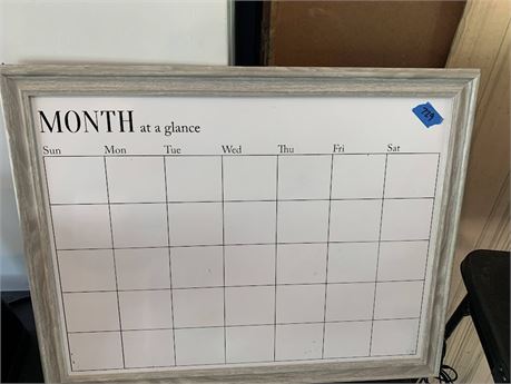 Framed Dry Erase Board Calendar