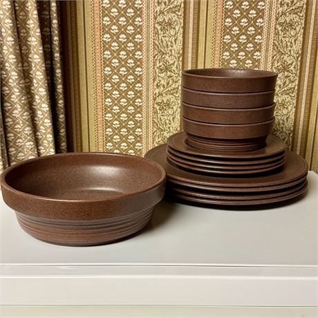Vintage Mikasa Painted Sands Spar Brown 13 pc. Dinnerware