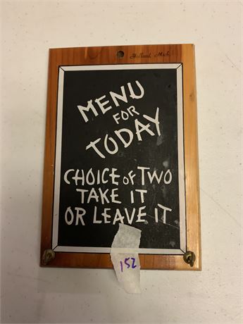 Funny Wood Wall Art Key Holder "Menu For Today"