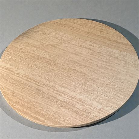 Round Beige Tavertine-Style Dining Table Top