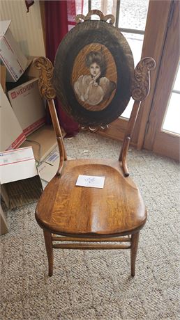 Antique Wood Cameo Chair - HP Gibson Girl