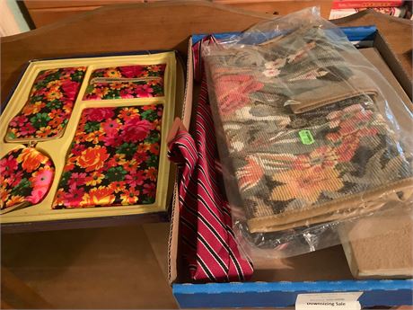Vintage Necktie & Cosmetic Bag Lot