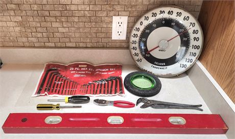 Thermometer, Level, Tools, Ashtray