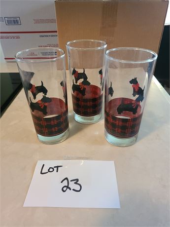 Vintage Black & Red Scottie Dog Drinking Glasses