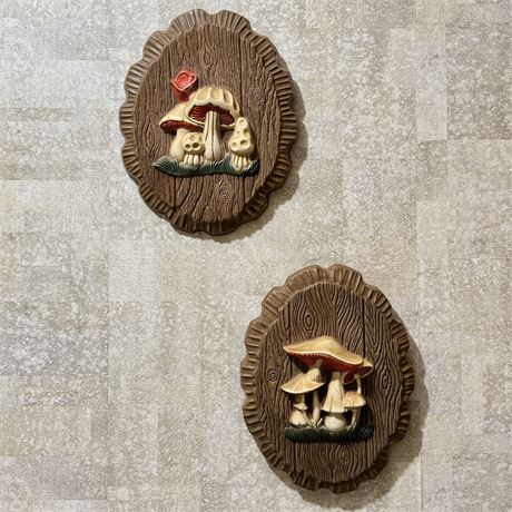 Retro 3D Mushroom Wall Plaques