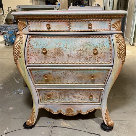 Boho Chic Hand Painted Bombay Style Chest of Drawers