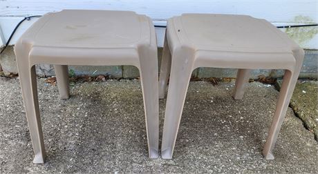 Two Plastic Patio End Tables