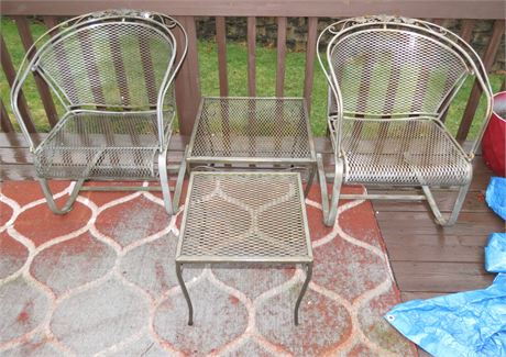 Patio Furniture: 2 Metal Chairs, Tables