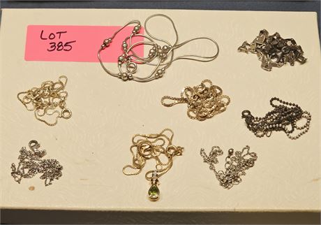 Sterling Mixed Necklace Lot of 8 Sizes & Maker Vary 0.81 ozt