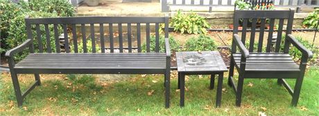 Outdoor Wood Bench, Chair, Table
