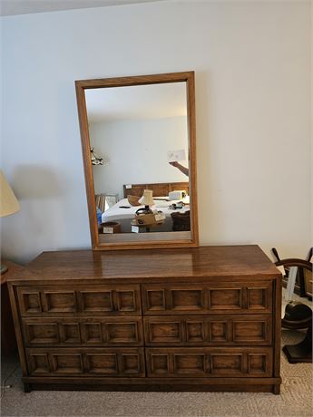 Drexel Wood Dresser & Mirror