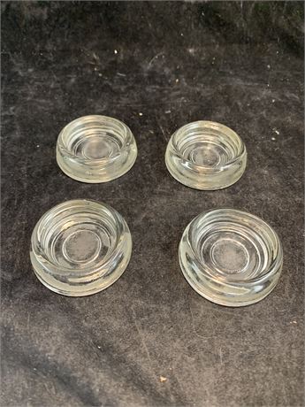 Vintage Clear Glass Floor Protectors Caster Cups Set of 4