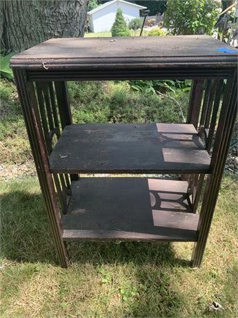 Vintage Wood Three Tiered Side/Work Table Or Storage Shelf