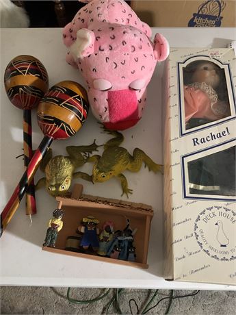 Pair of Wood Maracas -  Duck House "Rachael" Doll - Pig - Frogs & More