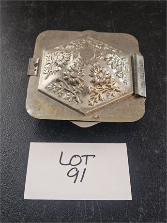 Antique 2-Piece Metal Hexagonal Ornate Floral Chocolate Box Mold