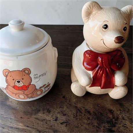 Metlox California Pottery & Treasure Craft I'm Stuffed Teddy Bear Cookie Jars