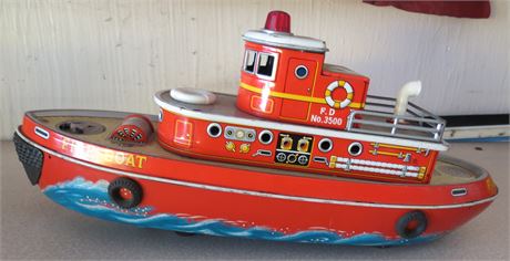 Vintage Modern Toys Tin Fire Boat