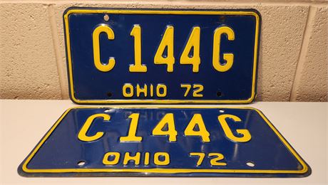 Pair of 1972 Ohio LicensePlates