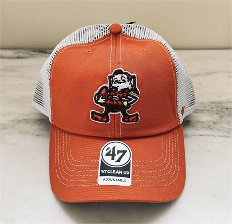 New CLEVELAND BROWNS Trawler Trucker Snapback Hat '47 Brand