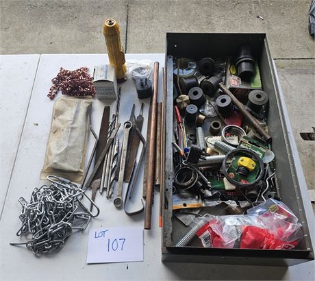 Metal Drawer Full Of Mixed Misc Springs, Hardware & Misc Hardware