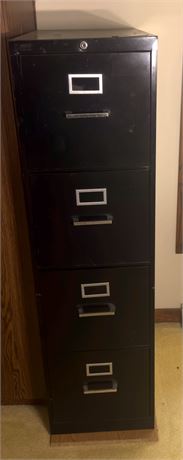 4 Drawer Black Metal Filing Cabinet