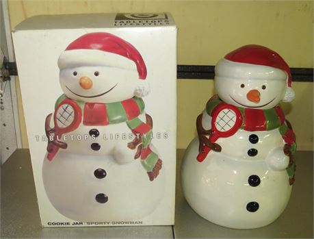 Sporty Snowman Cookie Jar