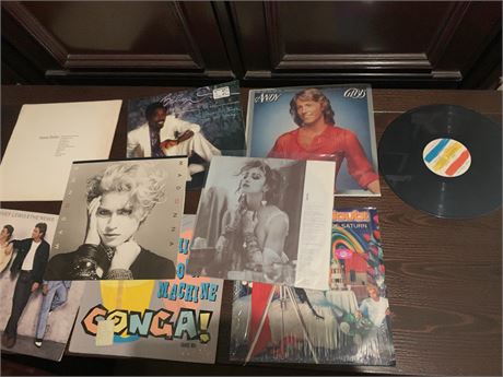 Madonna, Huey Lewis, Andy Gibb, Billy Ocean Record Album Lot