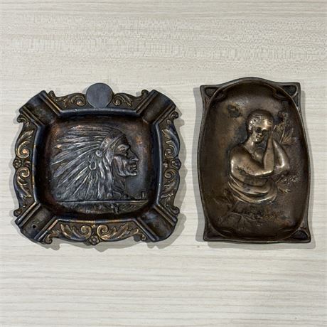 Antique Cast Metal Ashtrays