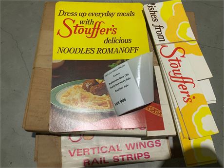 Vintage Stouffer's Advertising Signage - Square & Vertical Rail Strip Signs