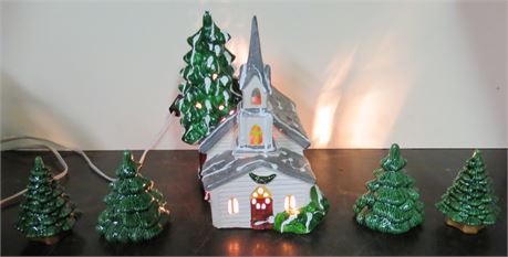 Lighted Church, Trees
