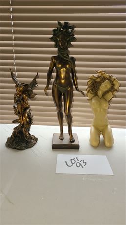 Fairy Resin Figure/Resin Medusa Figurine & Medusa Brush Copper Color Figurine