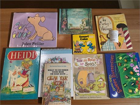 Kids Book Lot - Bark George, The Monkey's Whiskers, Smurf Cake
