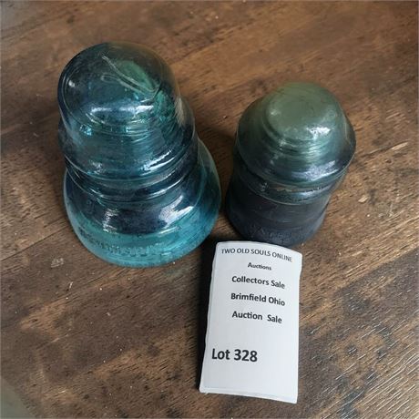 Hemingray Glass Blue-Green/Aqua Glass Insulators #40 & #42