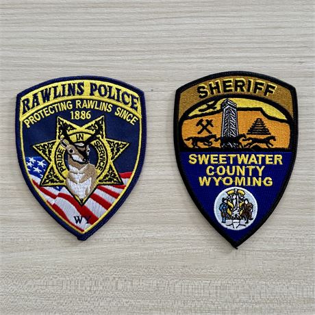 Original Wyoming Police and Sheriff Shoulder Patches - Unused