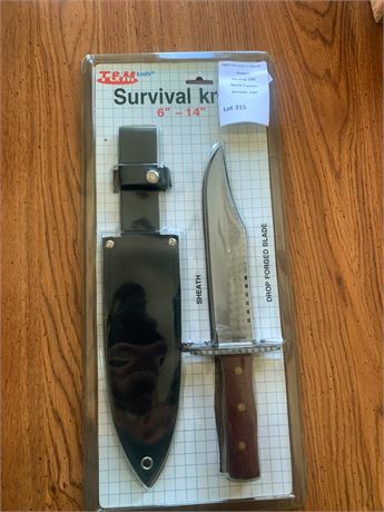 T&M Survival Knife W/Sheath Sealed In Original Packaging