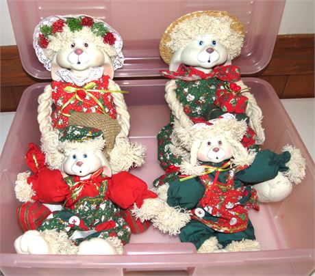 Christmas Rabbit Porcelain Dolls