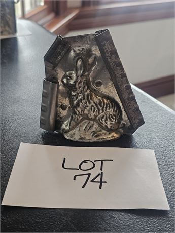 Vintage Metal 2-Piece Chocolate Bunny Mold – 3"H
