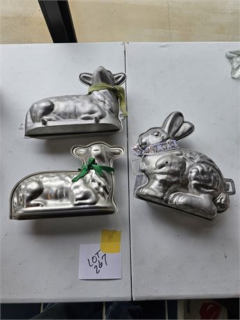 Cast Aluminum Bunny & Lamb Molds + Metal Lamb Mold