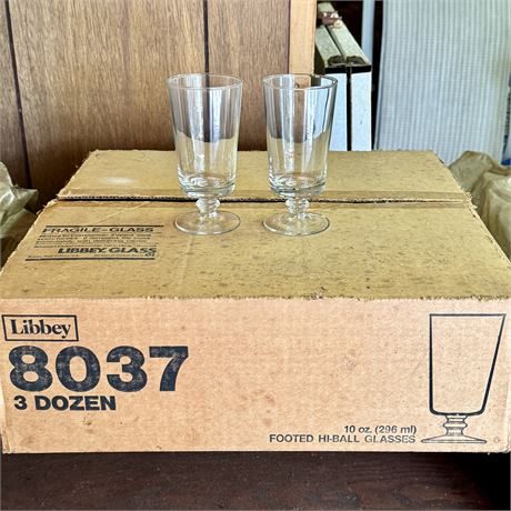 3 DOZEN - Vintage Libbey 10 oz Footed Hi-Ball Glasses